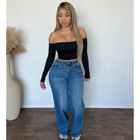 James Stretch Wide leg Denim Jeans (Medium Wash)