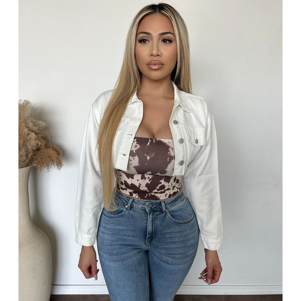 Zella Cropped Denim jacket (Ivory)