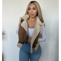 Megan Suede Vest Jacket (Brown)