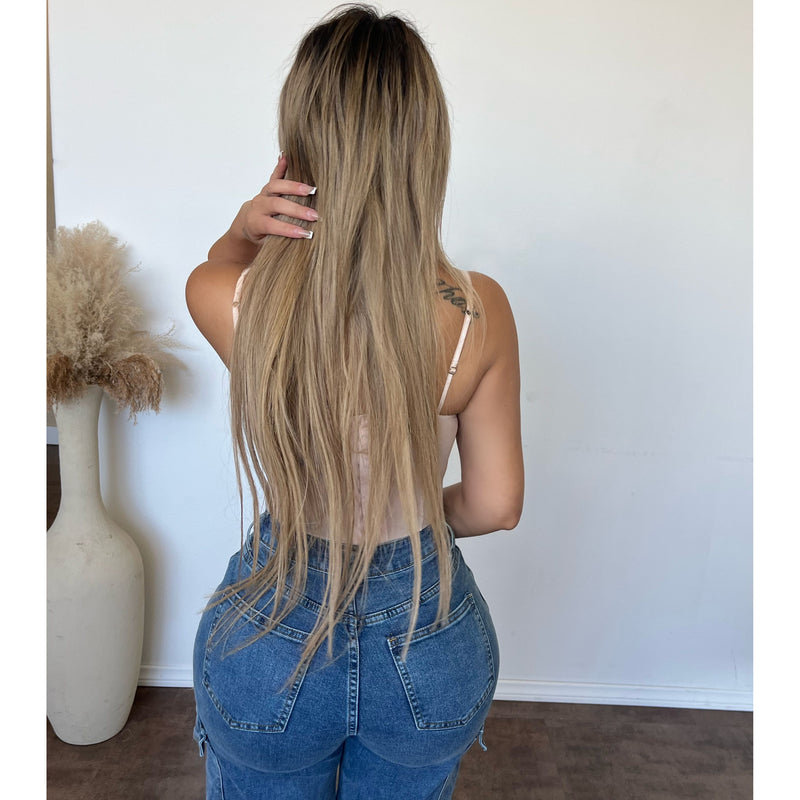 Jenny Contrast Lace Corset Top (Black)