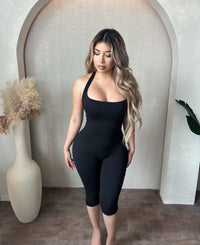 Alyssa Halter Neck Snatched Jumpsuit (Black)