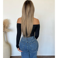 Elena Long Sleeve Off Shoulder Top (Black)
