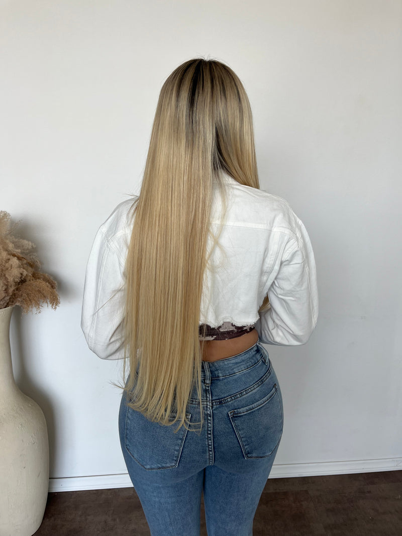 Zella Cropped Denim jacket (Ivory)