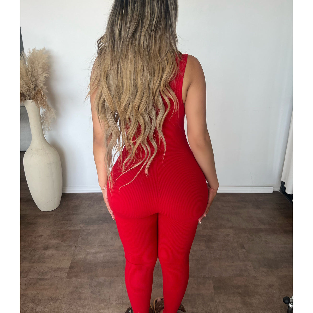 Oakley Zip Up Snatched Jumpsuit (Red)