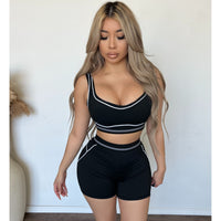 Amelda Matching Gym Shorts & Top (Black)