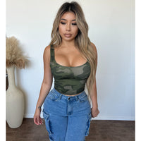 Denise Camo Print Tank Top (Olive)