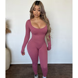 Mia Fitted Snatched Ribbed Long Sleeve Jumpsuit (Soft Mulberry)
