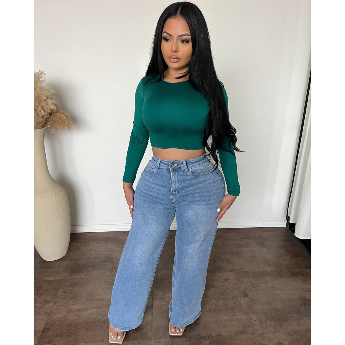 Aston Wide Leg Fit Denim Jeans (Denim)