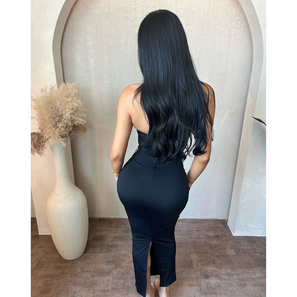 Isabella Strap Waist Dress (Black)