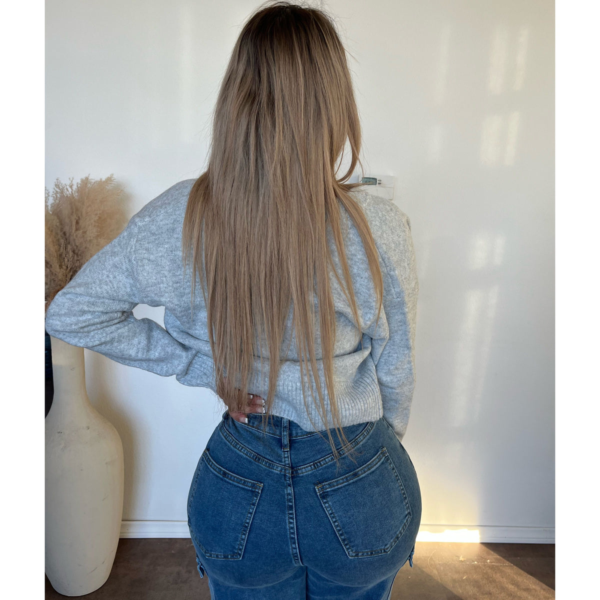 Sam Round Neck Button Cardigan (Heather Grey)