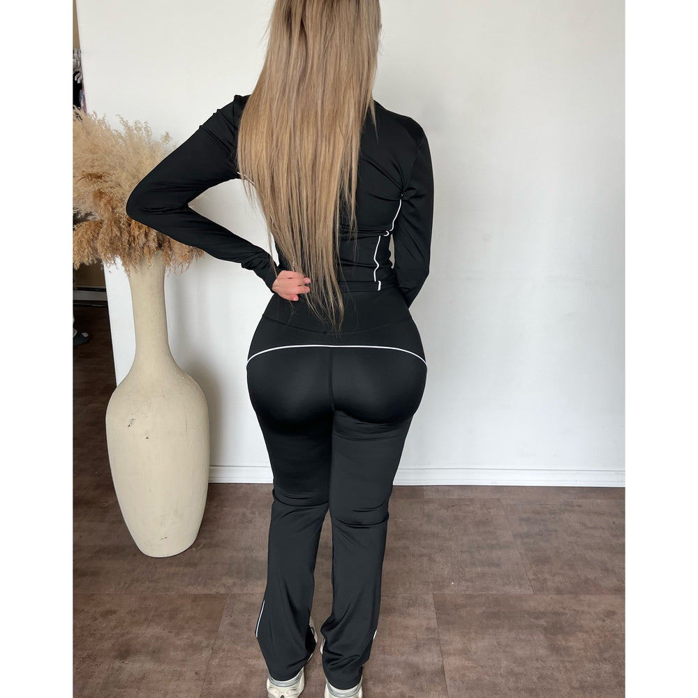 Karen 2 Piece Matching Gym Jacket & Leggings (Black)