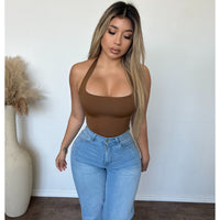 Karlita Bonding Halter Neck Bodysuit (Brown)