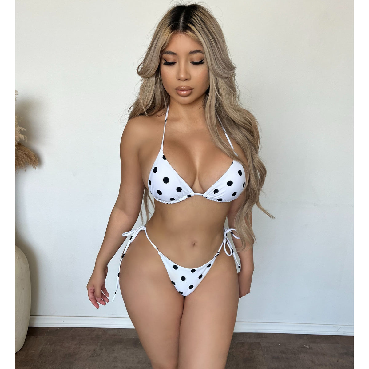 Norena Polka Dot 2 Piece Bikini Set (White)