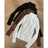 Alexia High Neck Long Sleeve Top (White)