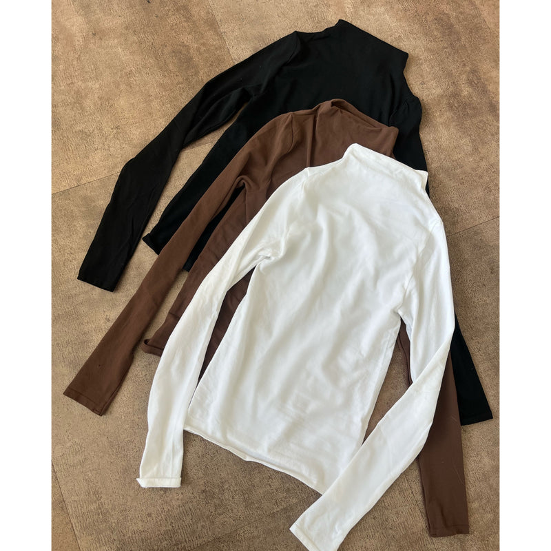 Alexia High Neck Long Sleeve Top (White)