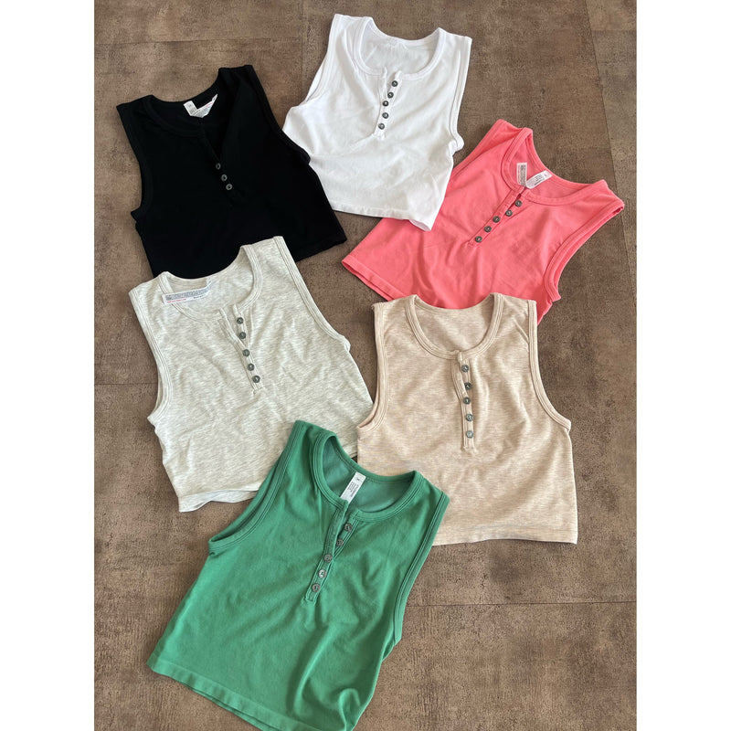 Bianca Henley Tank Top (Oatmeal)