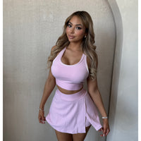 Elena 2 Piece Skort Gym Set (Pink)