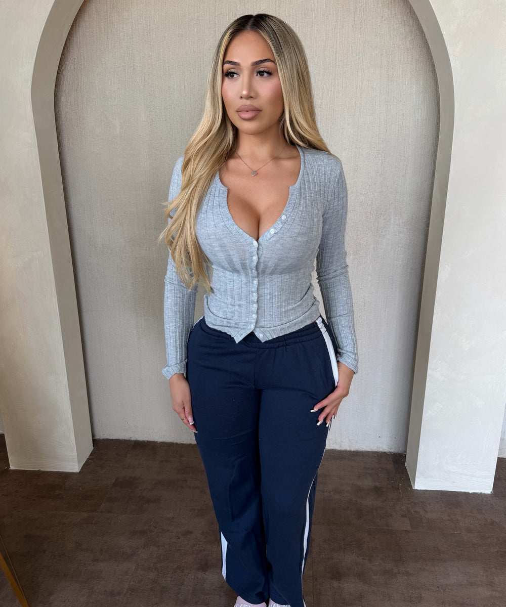 Hailey Straight Leg Pants W Side Pockets (Navy)