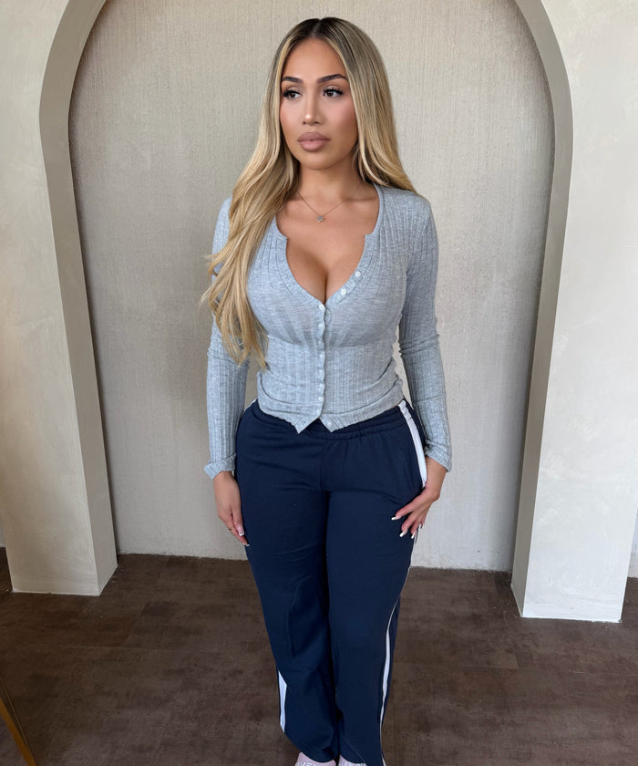 Hailey Straight Leg Pants W Side Pockets (Navy)