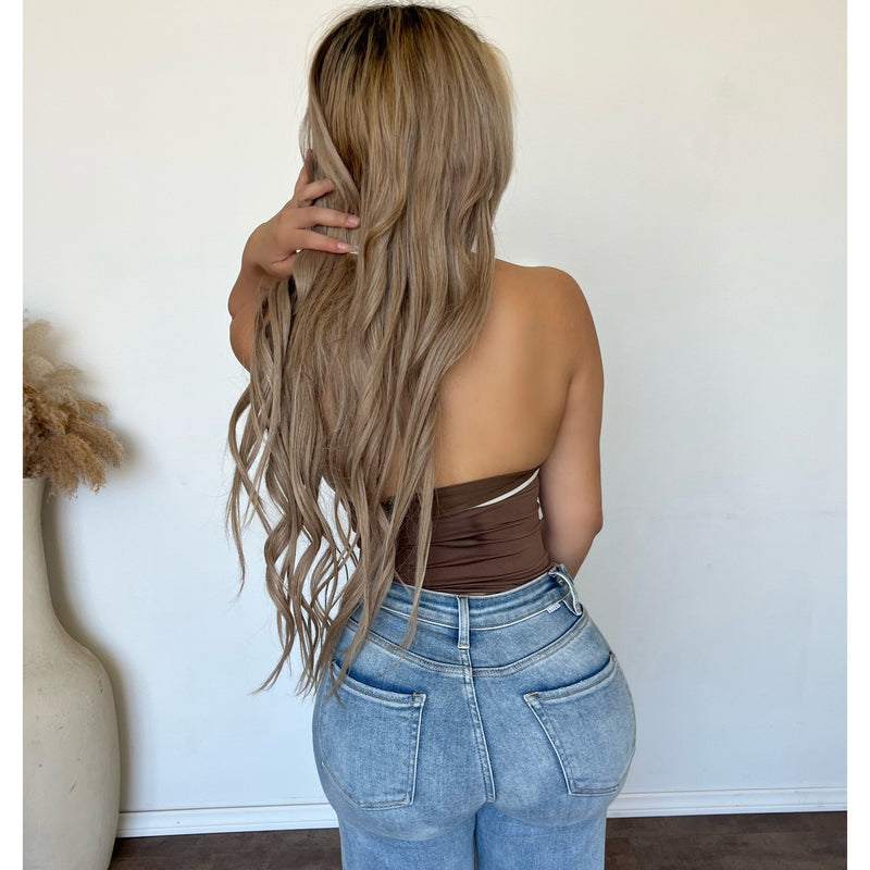 Marisa Printed halter Tank Top (Brown)