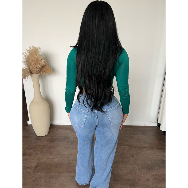 Aston Wide Leg Fit Denim Jeans (Denim)