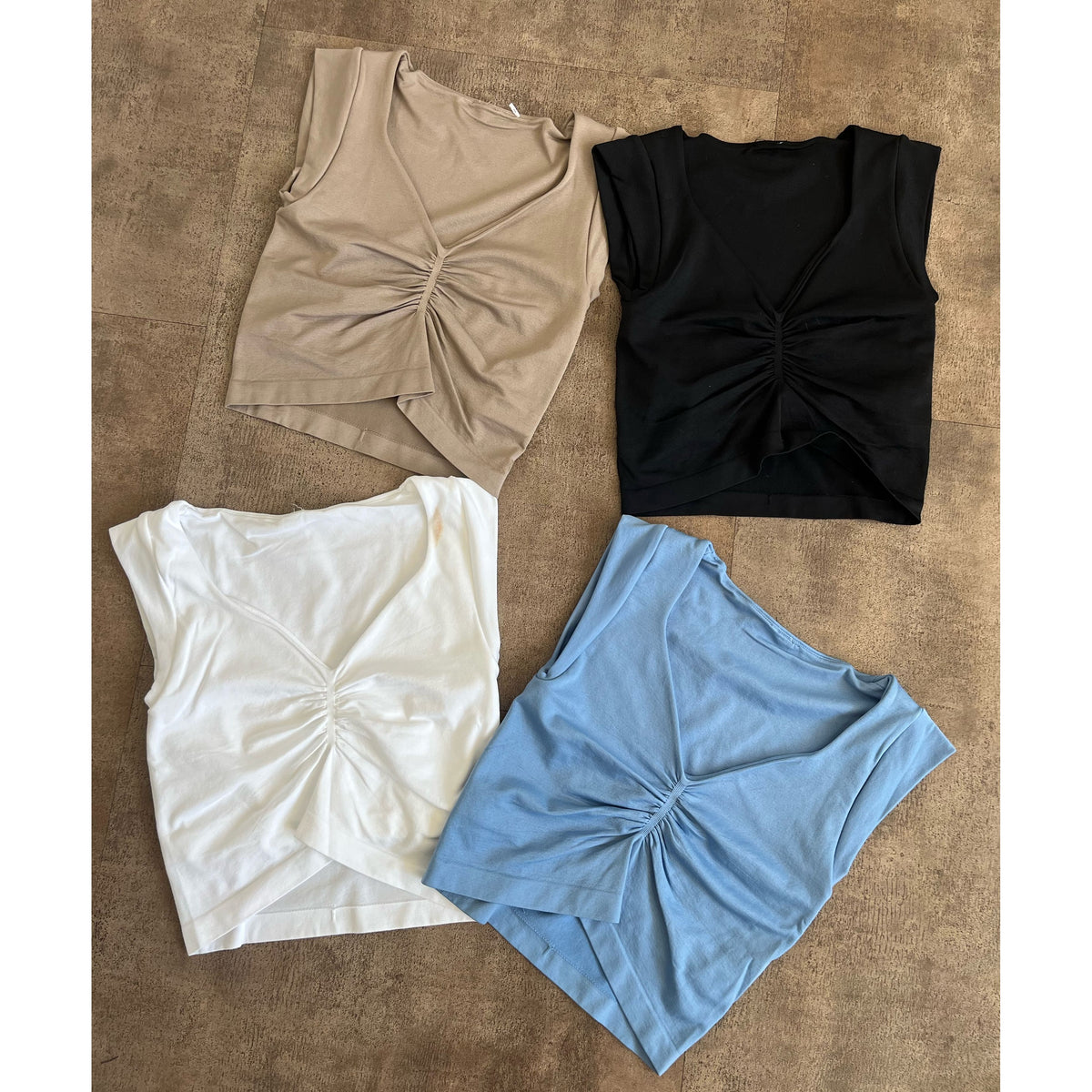 Emily V Neck Seamless Top (White)