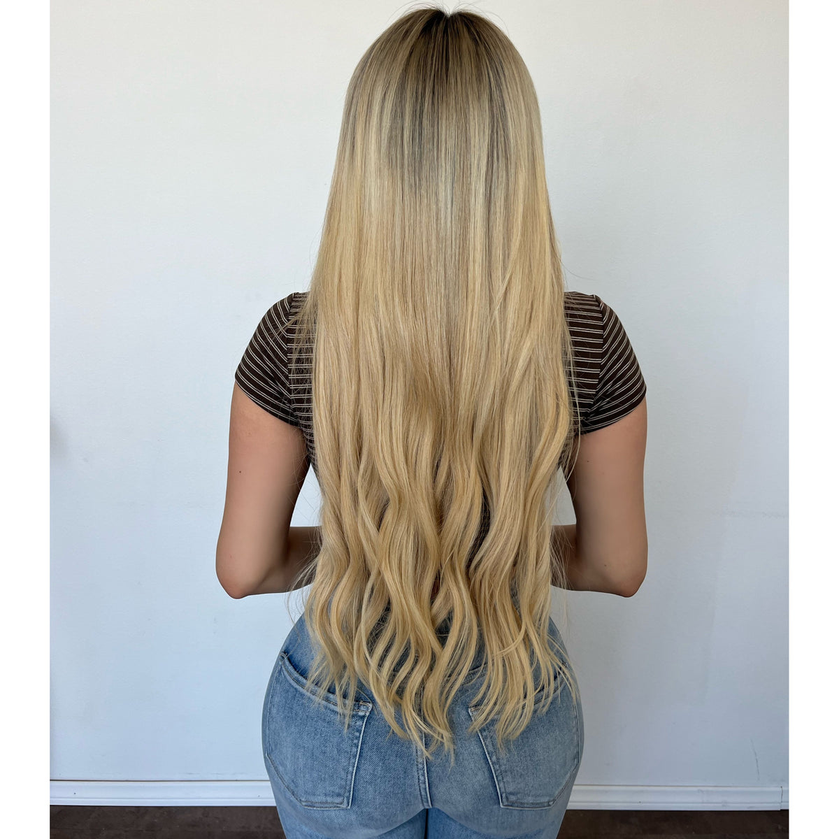 Bianca Stripe V Neck Tee (Coco/Stripes)