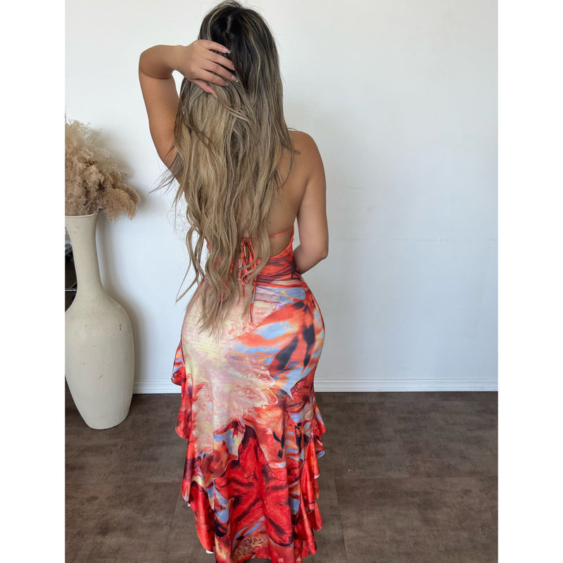 Drea Side Slit Dress (Orange)