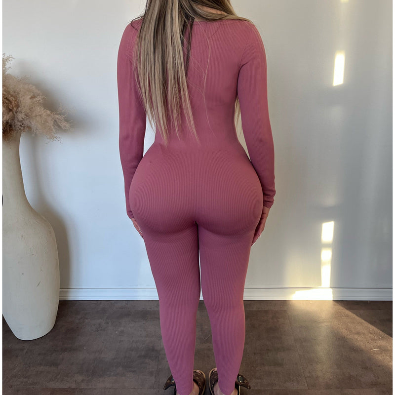 Sarah long sleeve jumpsuit (Soft Mulberry)