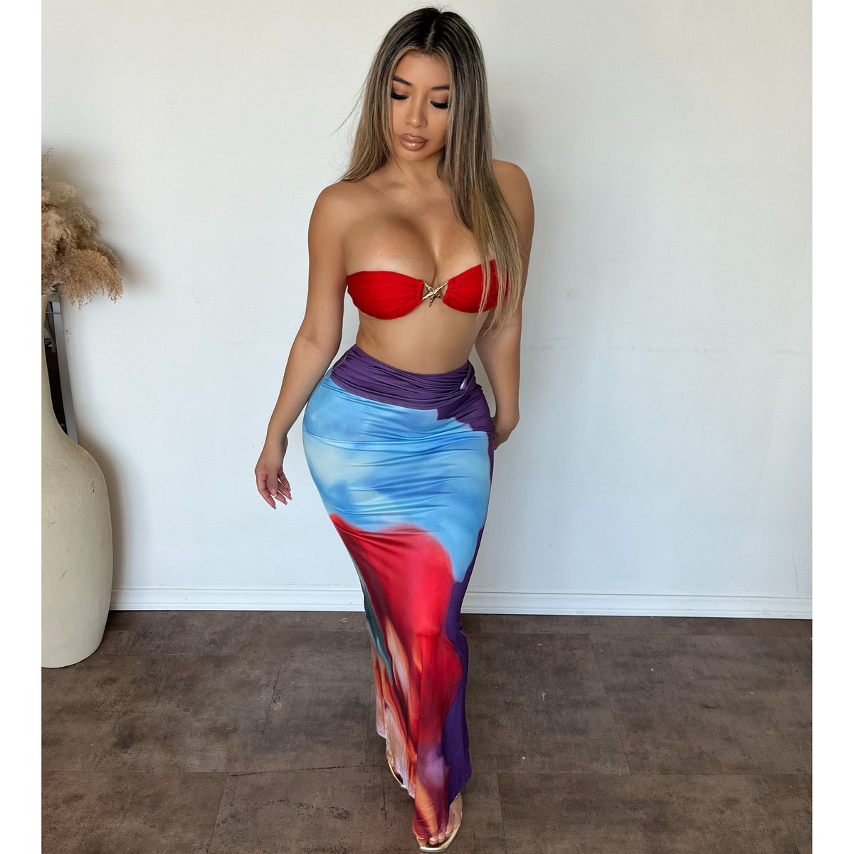 Jenny 2 Pcs Matching Set (Red Multi)