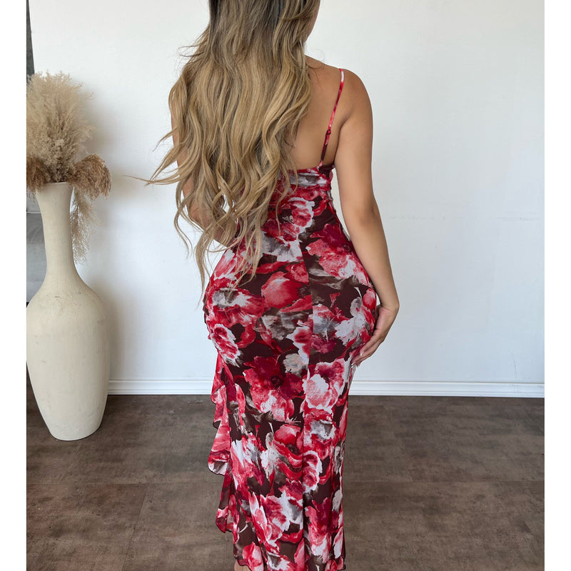 Sam Romance Print Dress (Black/Red)