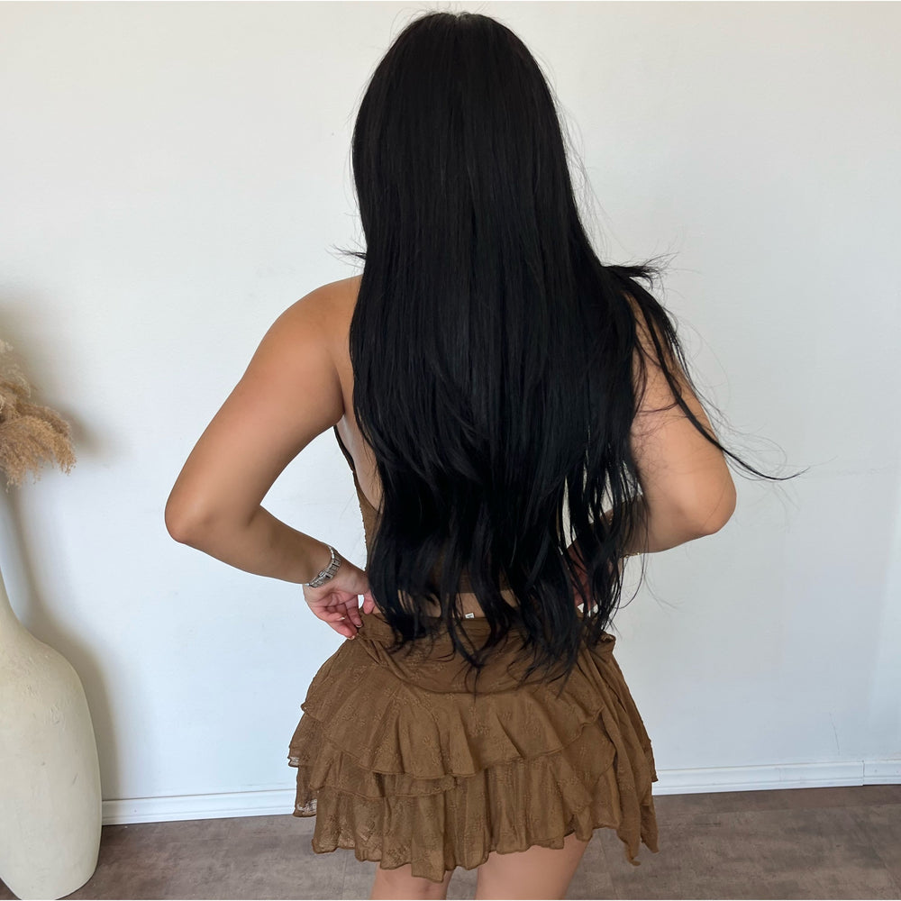 Alyssa Halter Top W. Mini Skirt (Chocolate)