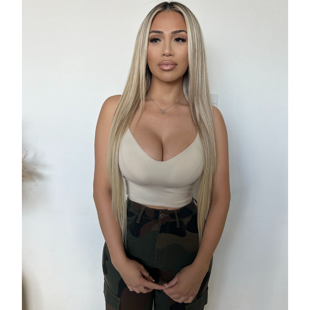 Stacy V Neck Cami Top (Bone)
