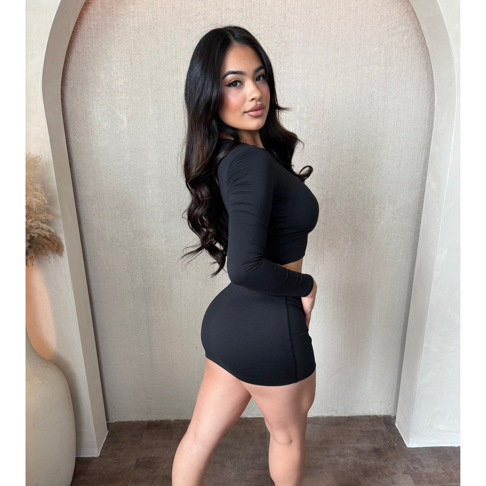 Daniella Basic Solid Micro Mini Skirt (Black)