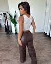 Riley Faux Leather Pants(Coffee)