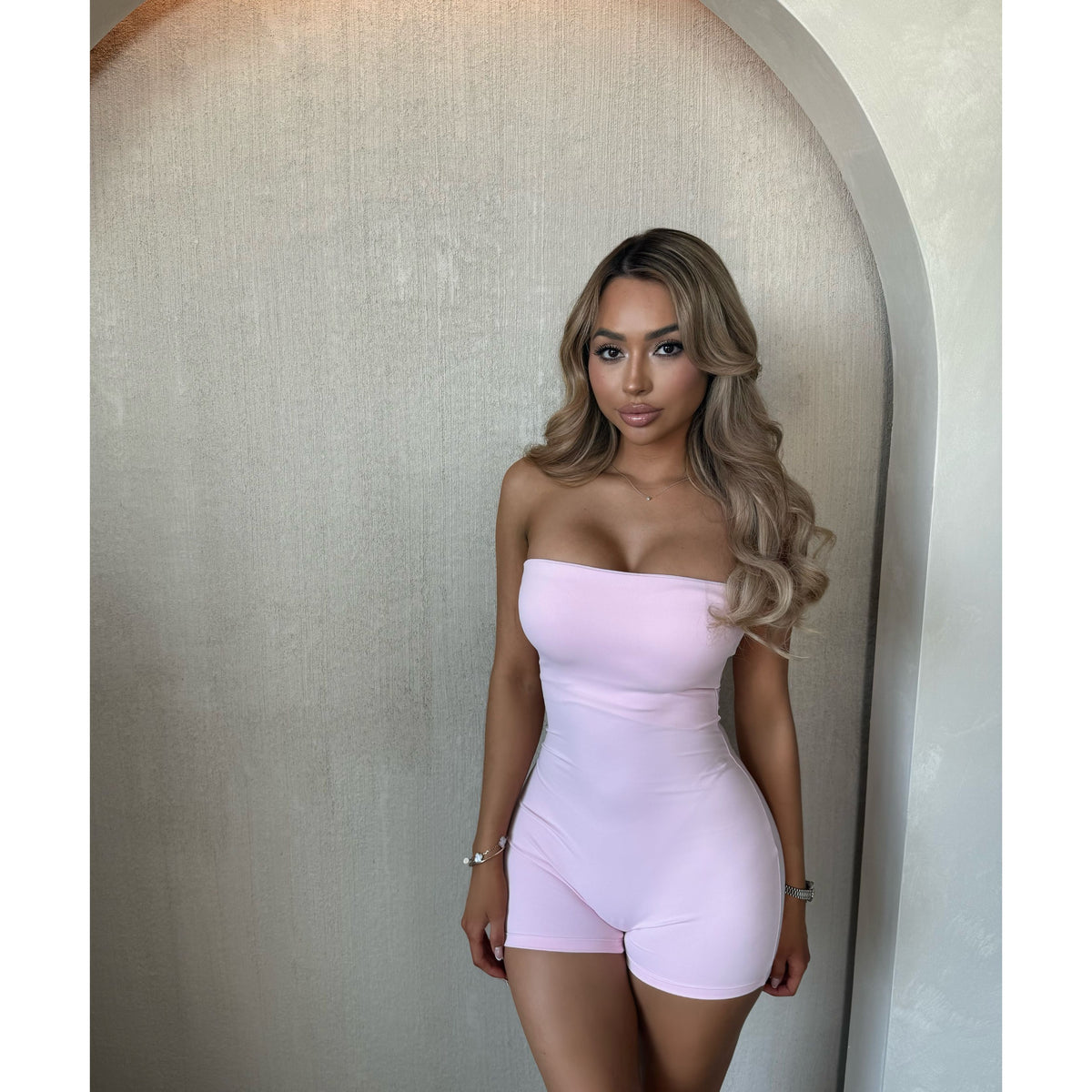 Cami Gym Romper (Pink Blossom)