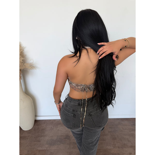 Melissa Cowl Neck Ring Halter Top (Olive)