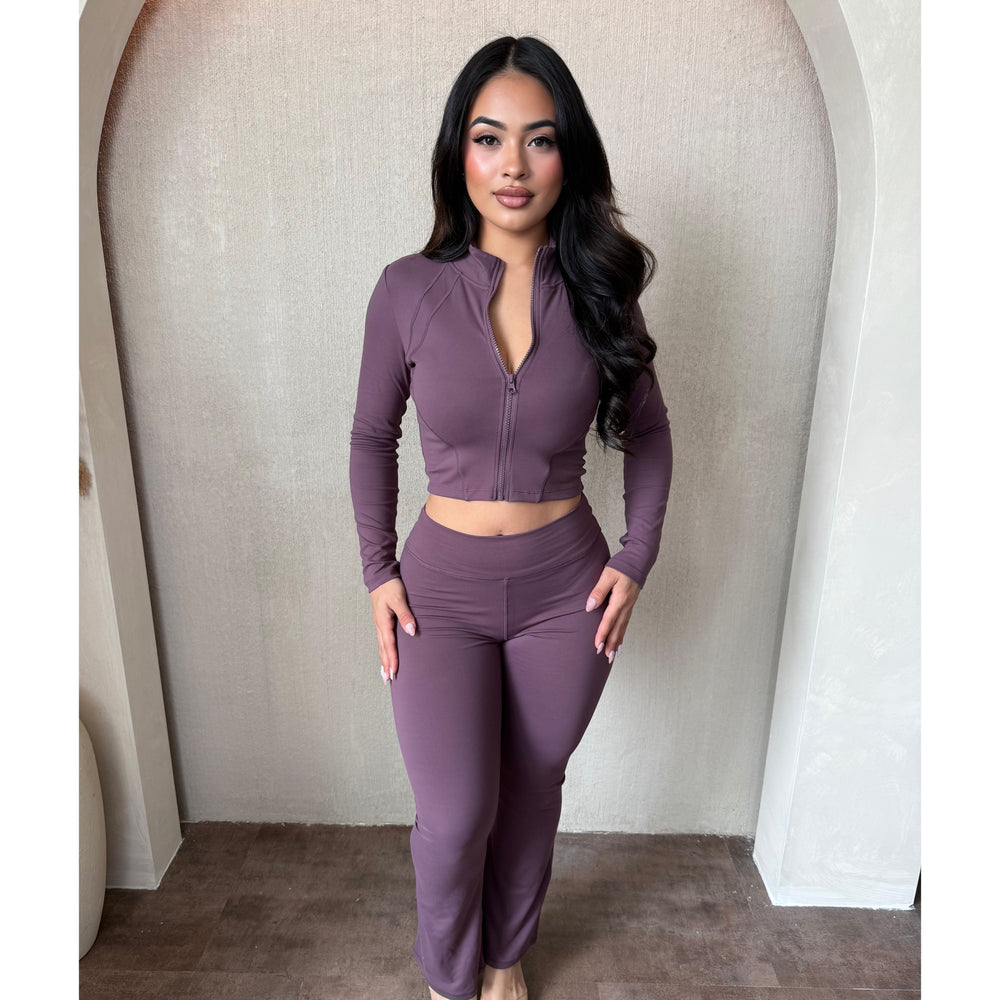 Karen Flare Gym Pants (Mulberry)
