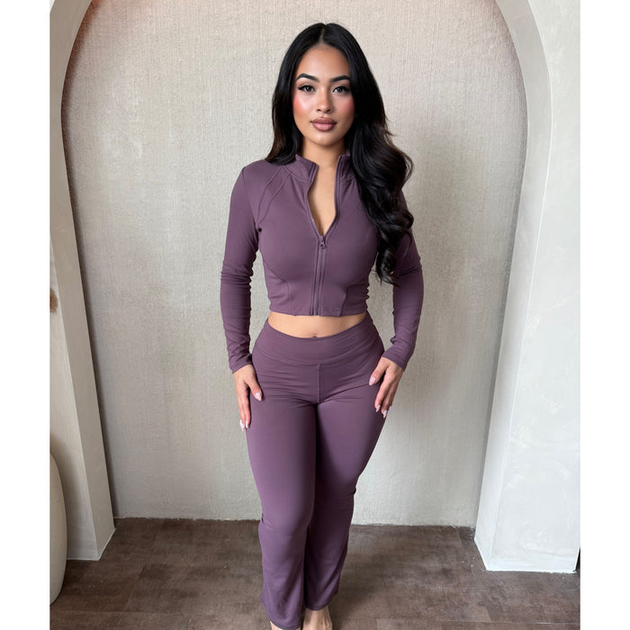Karen Flare Gym Pants (Mulberry)