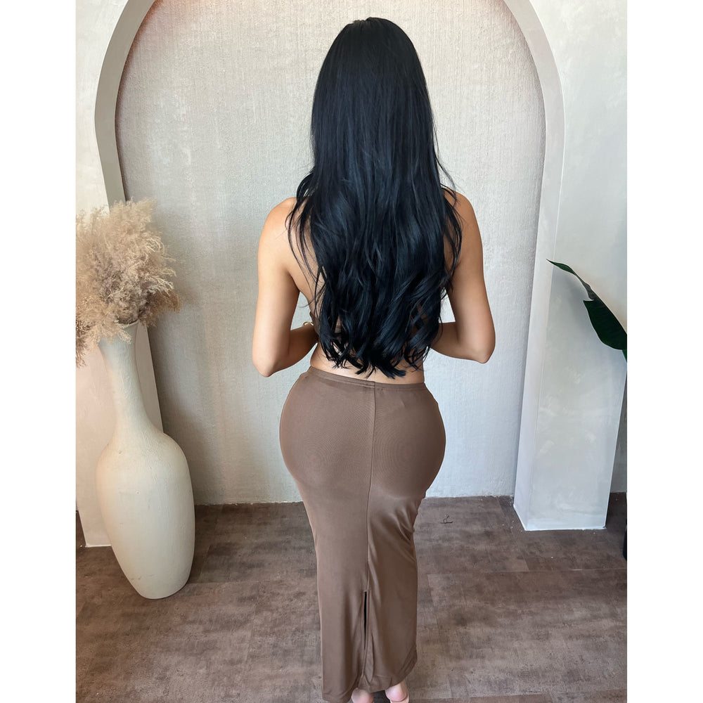 Erica 2 Piece Halter Top W Dress (Mocha)