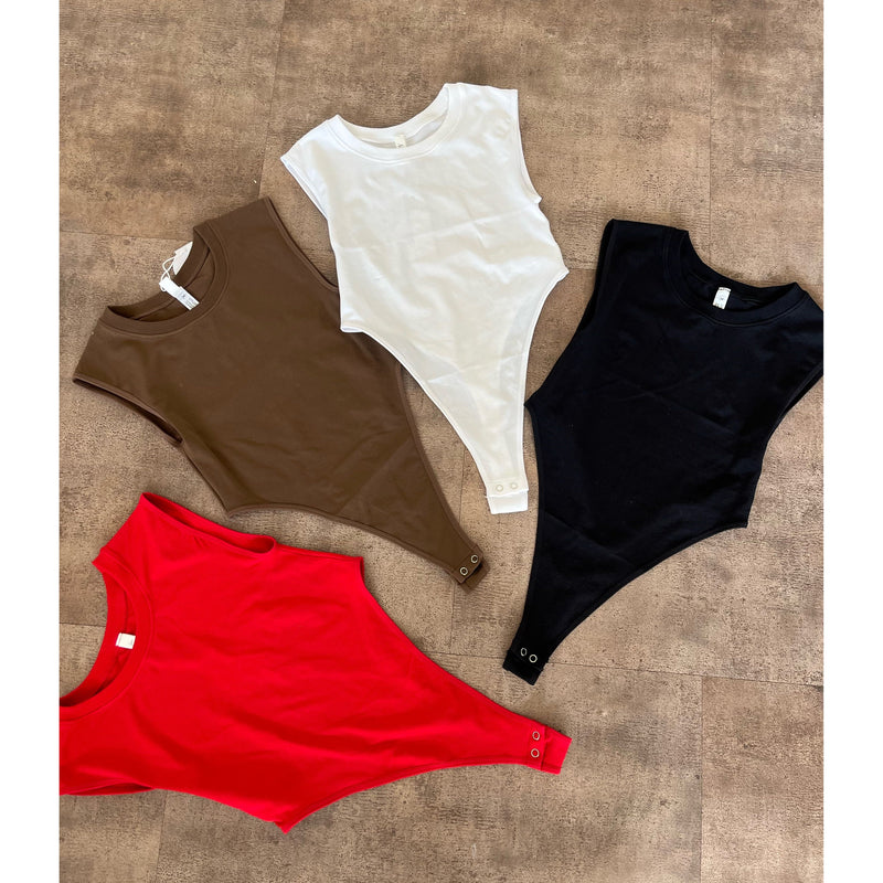 Angelica Neck Rib Bodysuit (Brownie)