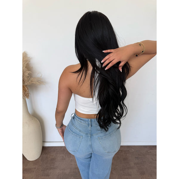 Corina Tie Front Halter Corset Top (Ivory)