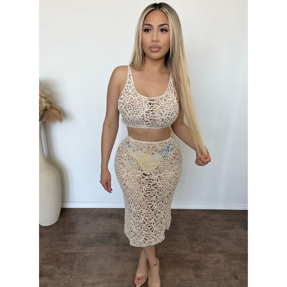 Alice Tank & Skirt Sweater Set (Sand)