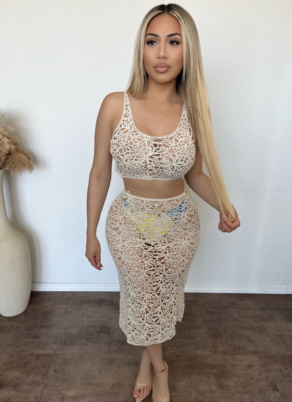 Alice Tank & Skirt Sweater Set (Sand)