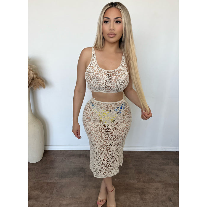 Alice Tank & Skirt Sweater Set (Sand)