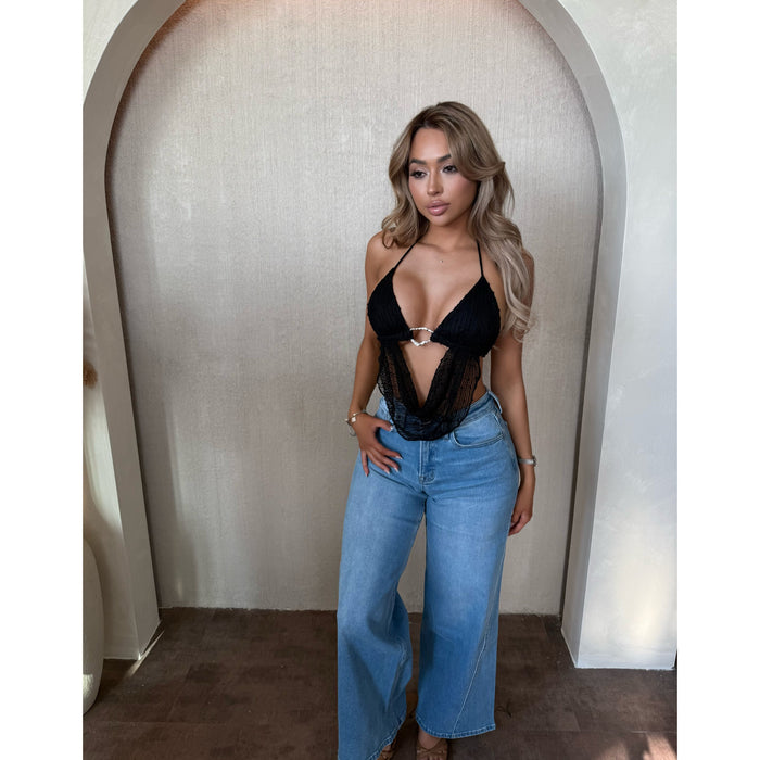 Val Wide Leg Stretch Jeans (Light Wash)