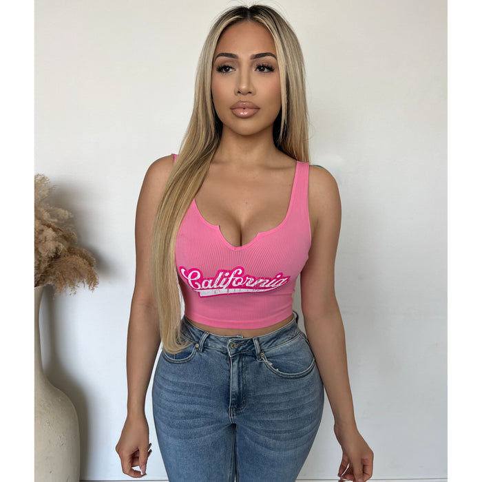 California Front Tank Top (Party Pink)