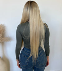 Sarah Round Neck Long Sleeve Top (DK Olive)