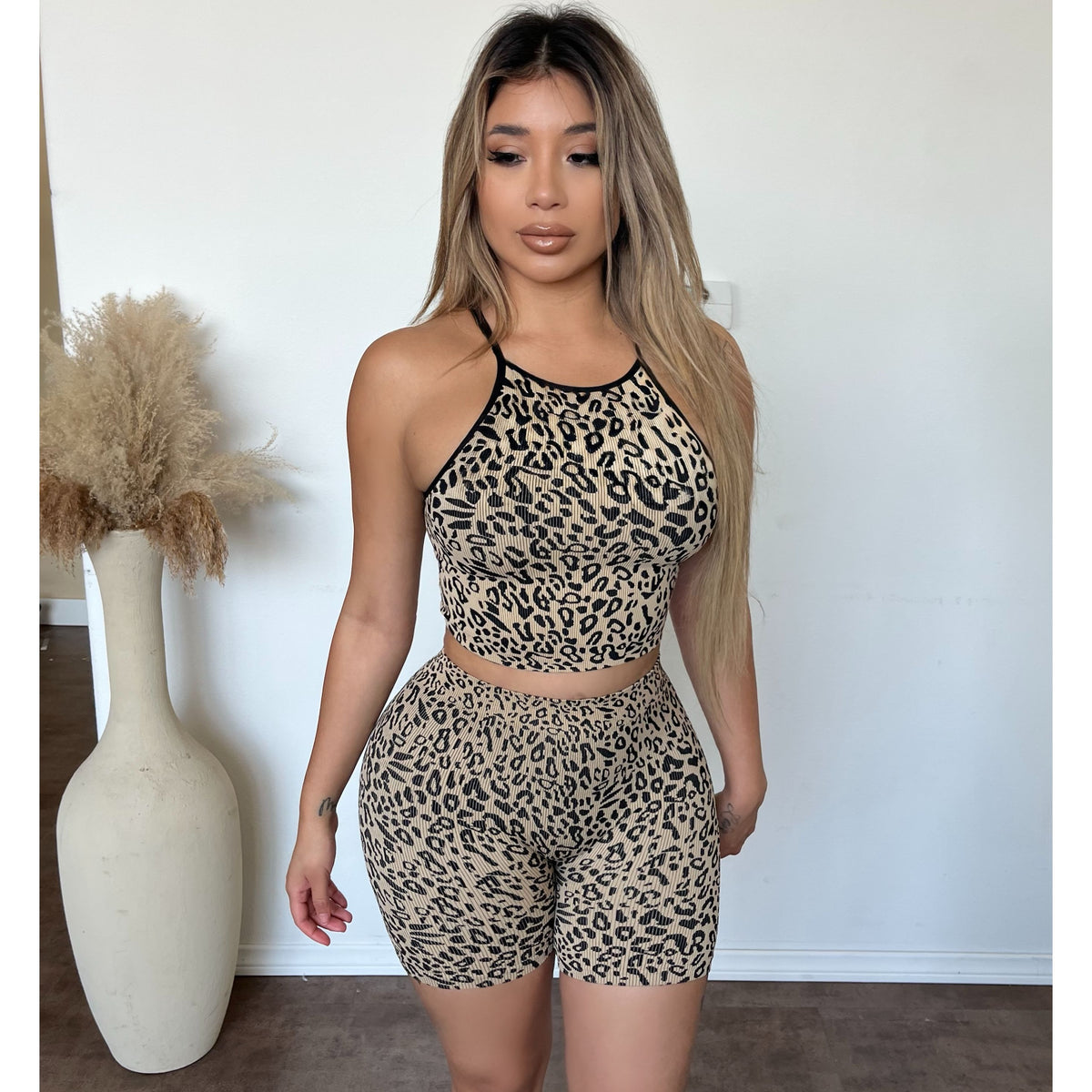 Marissa Leopard Cami Top (Taupe/Black)