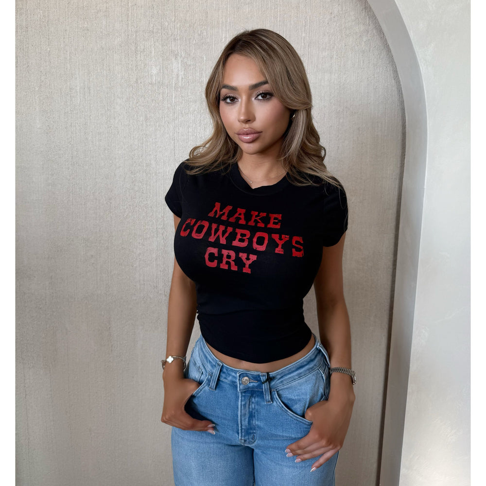 Cindy Make Cowboy Cry Baby Tee (Black)